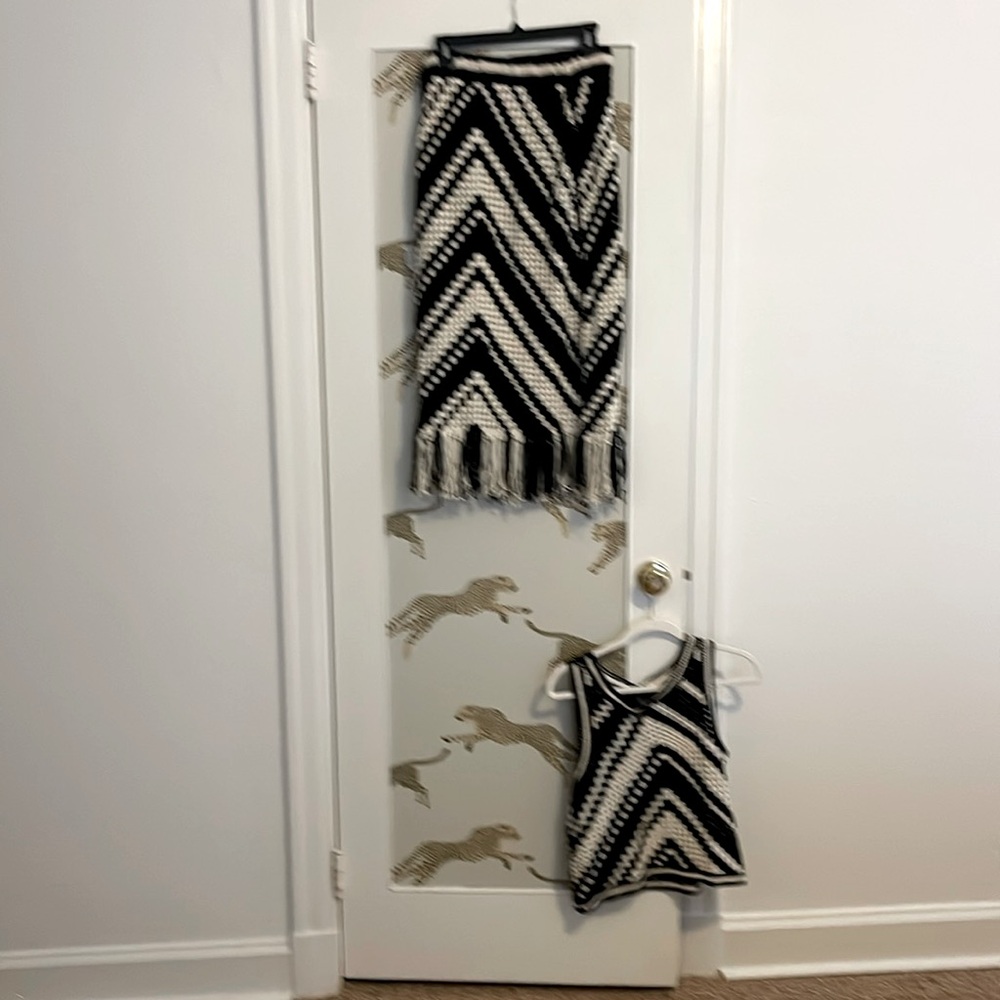 Knit set, almost maxi skirt and cropped top